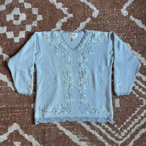 Vintage light periwinkle Embroidered Sweater